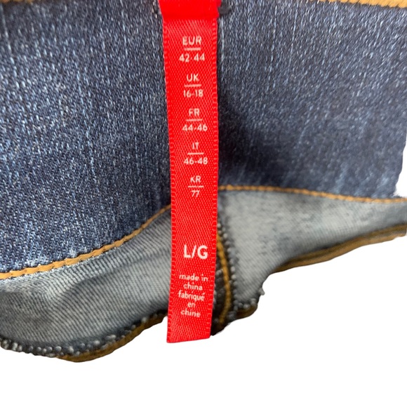 Spanx Distressed Ankle Skinny Jeans Large Medium Wash Released Hem Elastic Waist - Picture 8 of 9